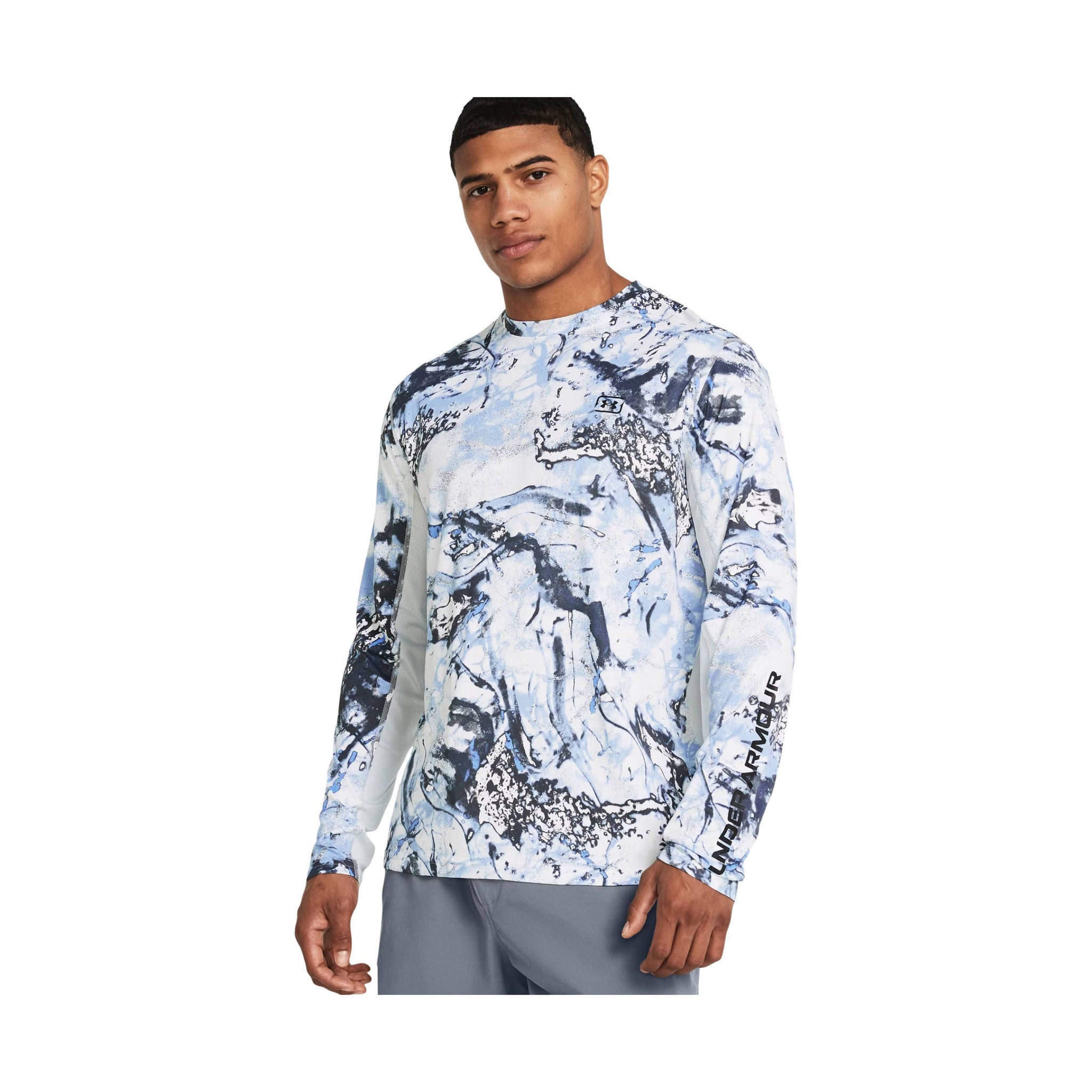Under Armour Men's Fish Pro Camo Long Sleeve - Carolina Blue/Halo Gray/Black by Lenny's Shoe & Apparel