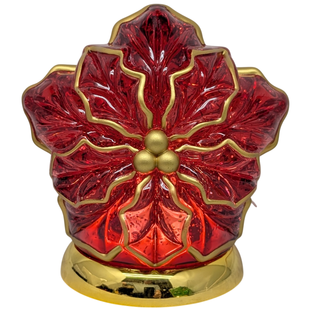 Lighted Spinning Poinsettia Water Globe -