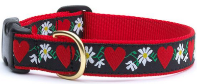 Upcountry Dog Collar Medium Hearts & Flowers 12-18