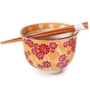 Noodle Bowl - Orange & Poppy w/Chopsticks by Homeportonline