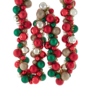Red, Green & Gold Ball With Tinsel Garland - 6 Feet Long