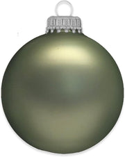 Christmas By Krebs 2 5/8 Glass Balls - Silver Caps - Sage Green Velvet - 8 Pack