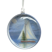 Sailing Boat Glass Disc Ornament