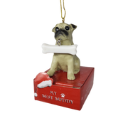 Pug with Bone Ornament