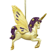 Gold  Winged / Purple Mane Unicorn Ornament