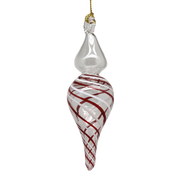 Candy Cane Stripe Blown Glass Ornament - Finial