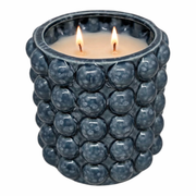 2 Wick Driftwood Scented Candle in Blue Ceramic Jar