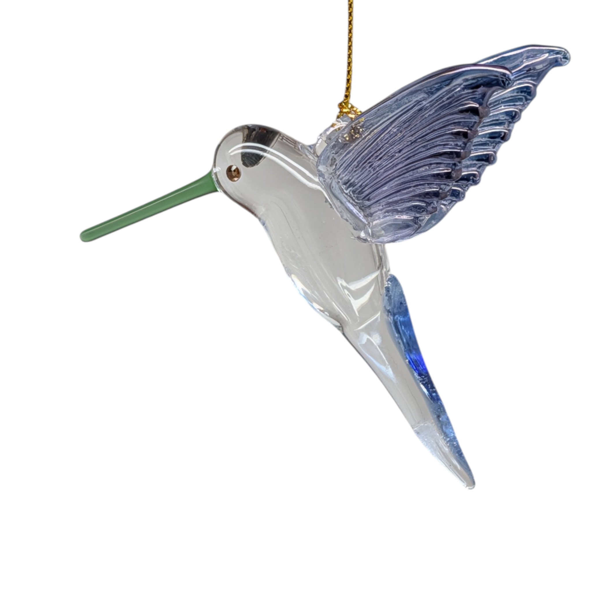 Feeding Hummingbird - Midsummer Blue - Egyptian Glass Ornament