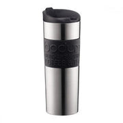 Travel Mug Vacuum Thermal Stainless Steel Silicone-grip Black by Homeportonline