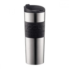 Travel Mug Vacuum Thermal Stainless Steel Silicone-grip Black by Homeportonline