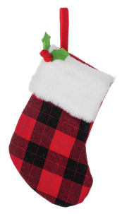 Mini Stocking Gift Card Holder - Red/Black Plaid
