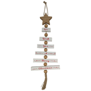 Wood Traditional Christmas Tree Shaped Wall Sign - White