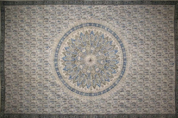 Tapestry Full Size Veggie Circle Block Blue by Homeportonline