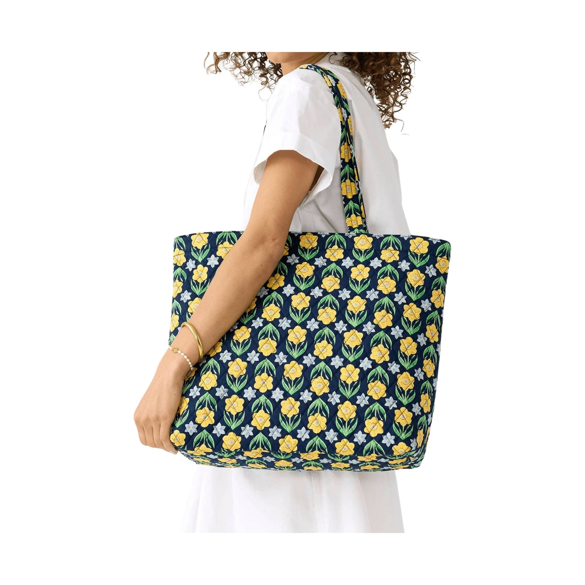 Vera Bradley Original Zip Tote - Daffodils In Premium Cotton by Lenny's Shoe & Apparel
