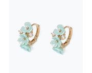 Mint Blossom Hoop Earrings with Crystal Accents