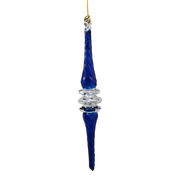 Outer Swirl Icicle Glass Ornaments - Cobalt - Clear Center
