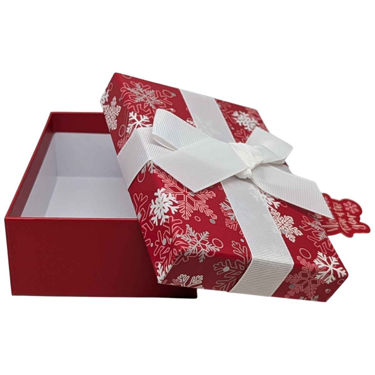 Gift Box for Gift Cards - 5" x 3.75" - Red Snowflake & Cream