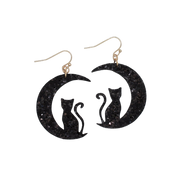 Cat with Moon Silhouette Earrings