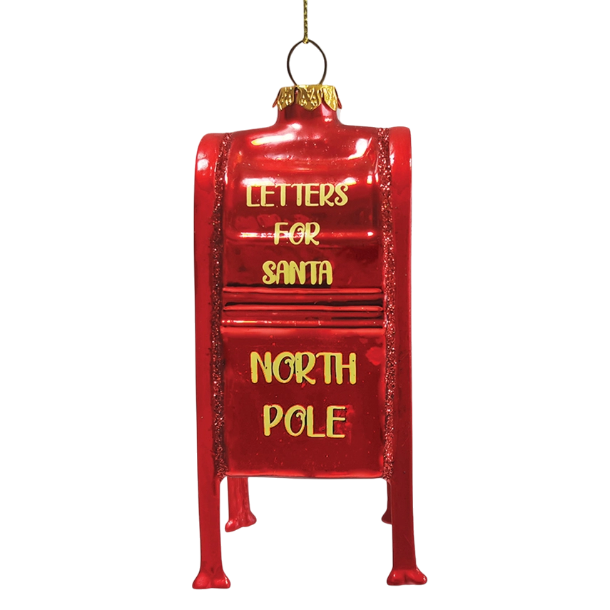 Letters For Santa Mailbox Glass Christmas Ornament