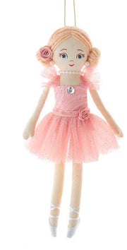 Fabric Ballet Girl Ornament - Pink with Blonde Hair