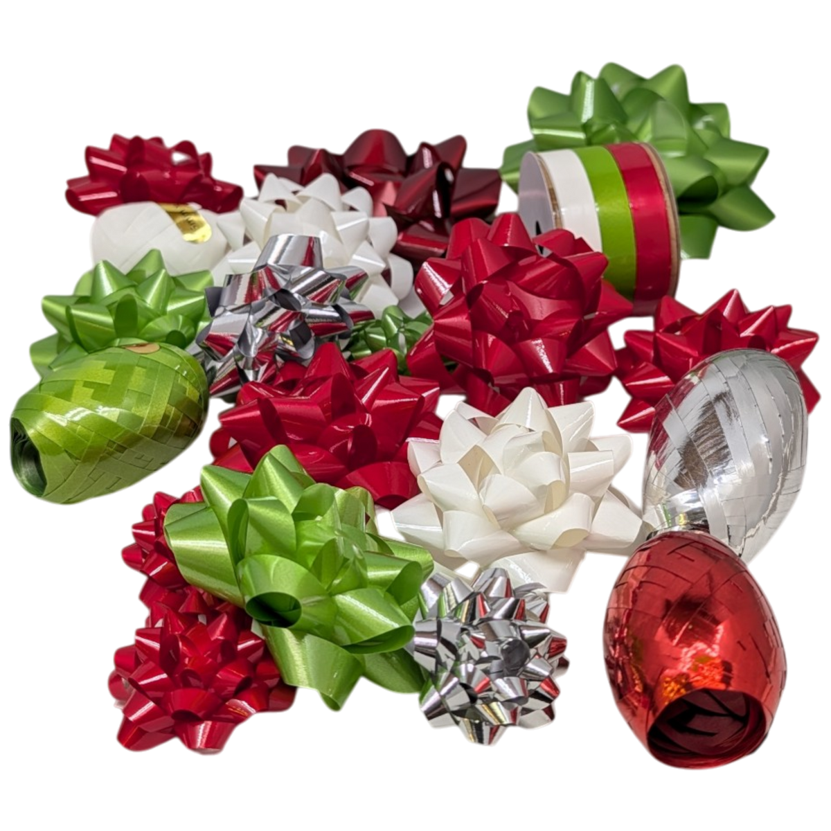 Holiday Ribbon And Bow Kit - Burgundy/Green/White