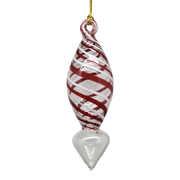 Candy Cane Stripe Blown Glass Ornament - Arrow