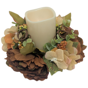 9-Inch Autumn Candle Ring with LED Pillar Candle