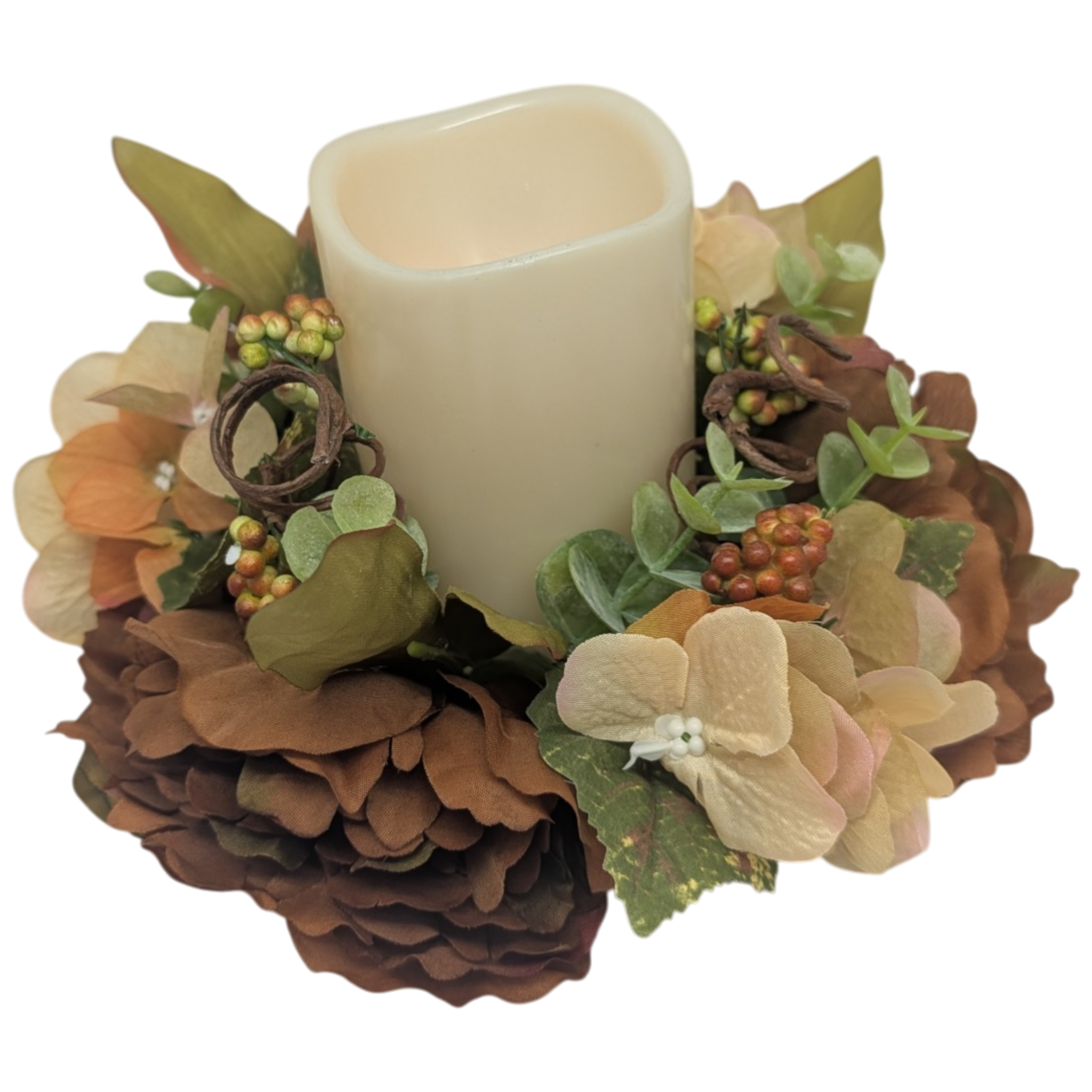 9-Inch Autumn Candle Ring with LED Pillar Candle