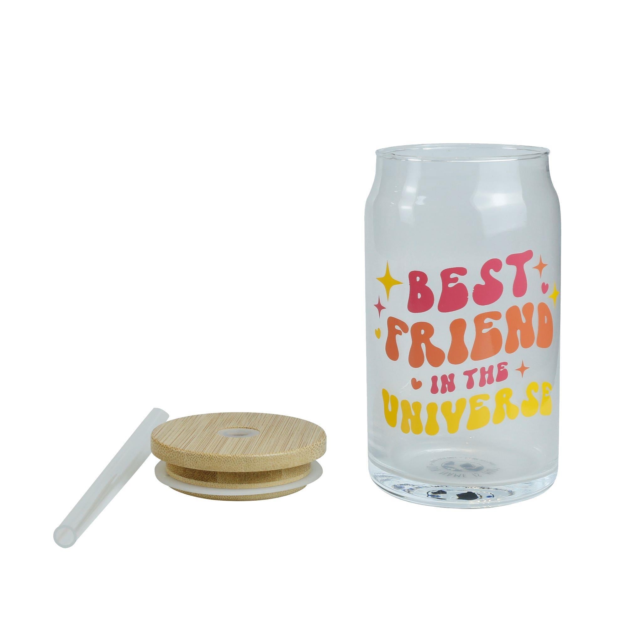 Best Friend Iced Coffee Glass with Straw