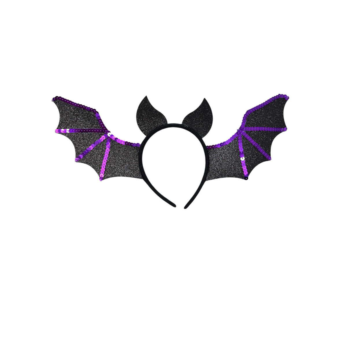 Halloween Headband Purple Trim Bat Wings - Kids Size