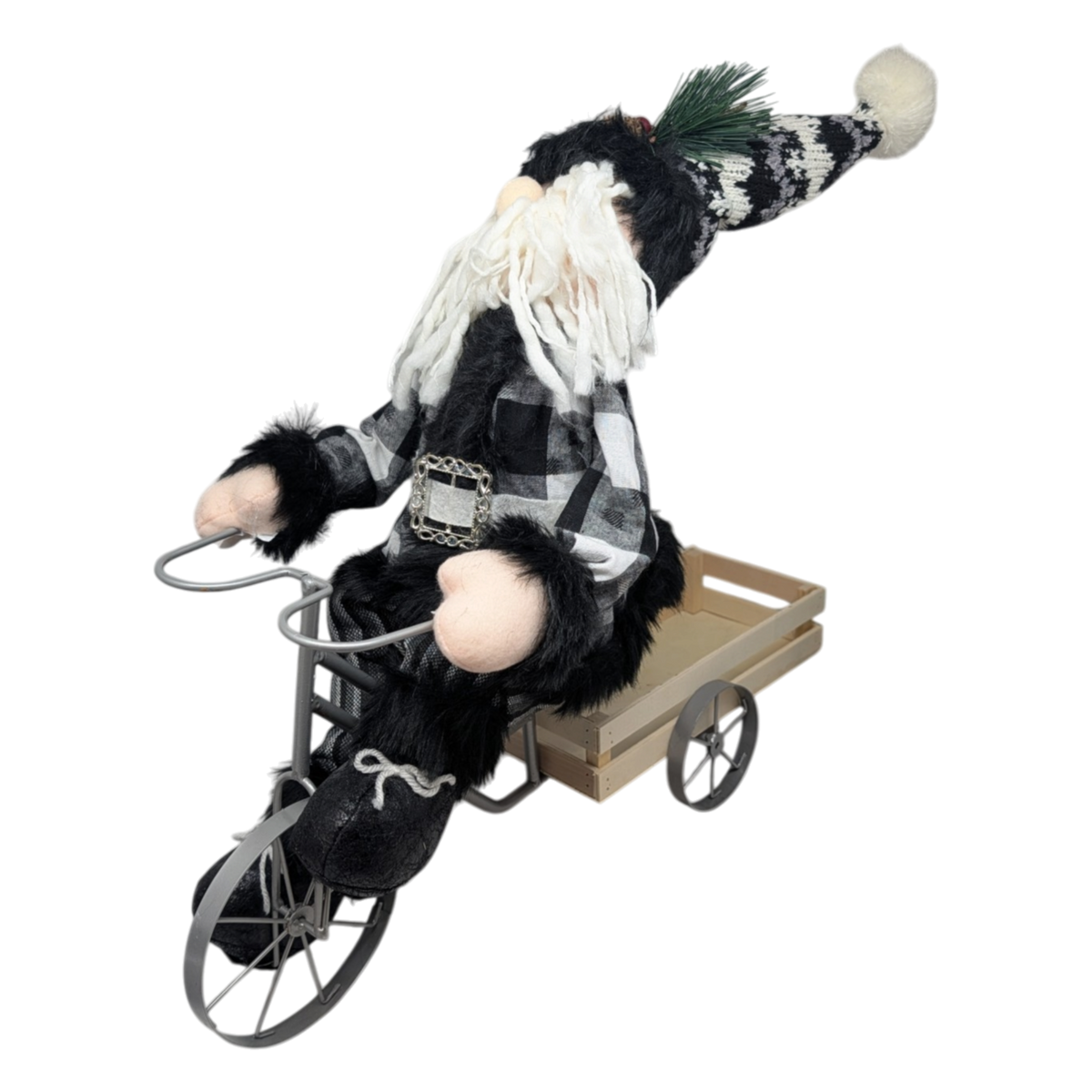 Metal Delivery Bike with Santa Gnome Rider