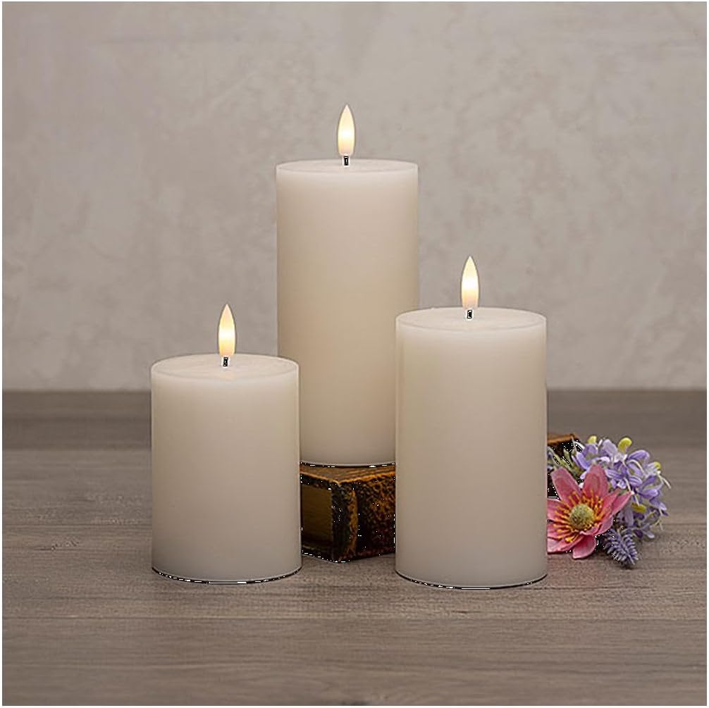 FlameWick Ivory Wax Pillar Candle Set