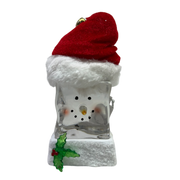 Lighted Snowman Cube with Santa Hat Ornament
