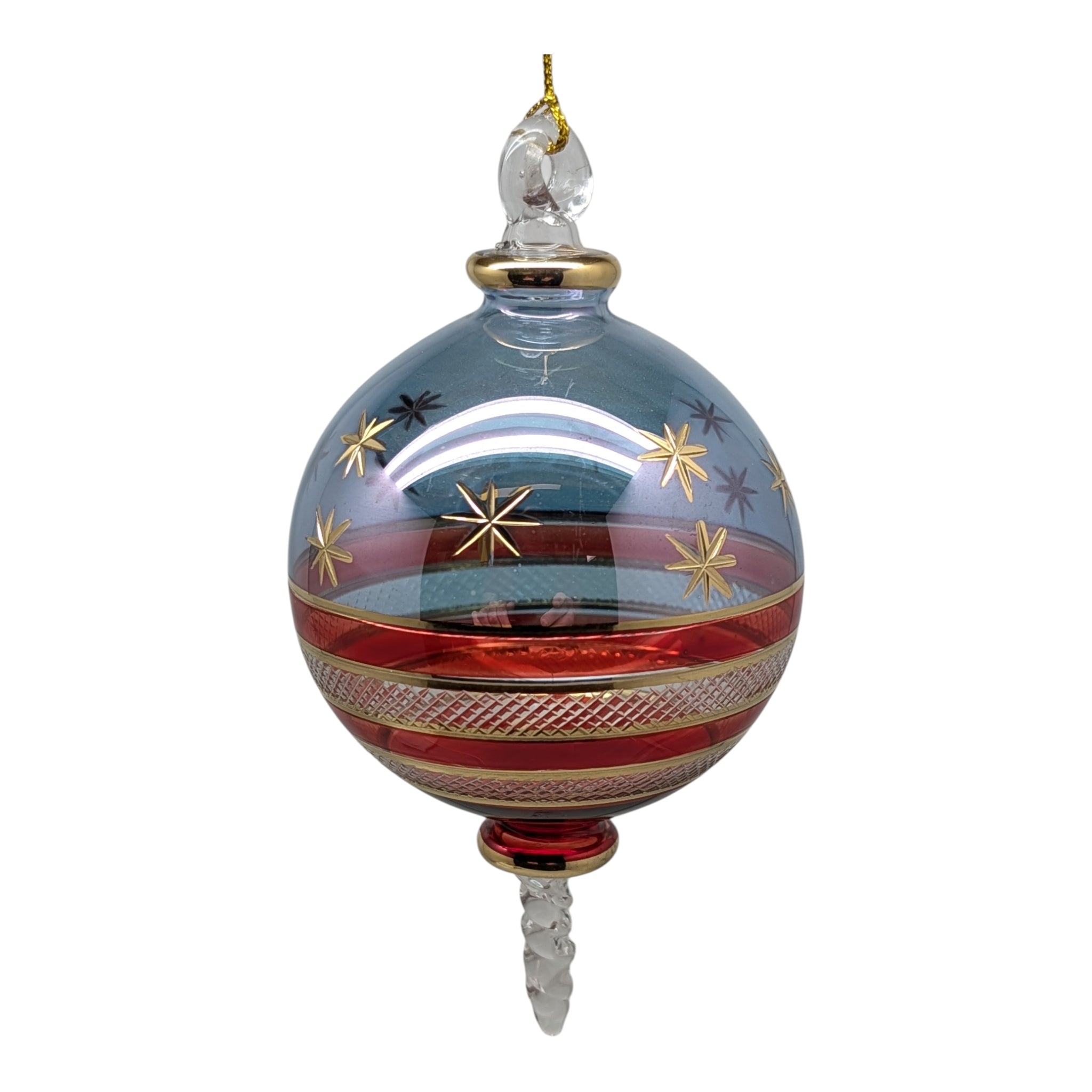 Patriotic Pride Ball Ornament with Gold Stars and Bands