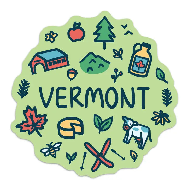Vermont Doodles Playful Icons Souvenir Sticker Die Cute Vinyl