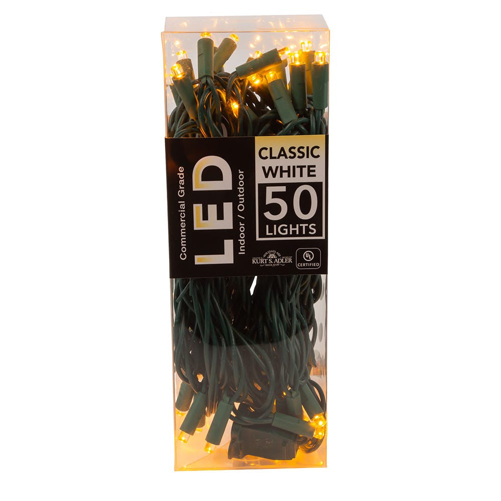 50-Light 5mm Classic White LED Green Wire Light Set