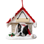 Ceramic Doghouse Ornament - Boston Terrier