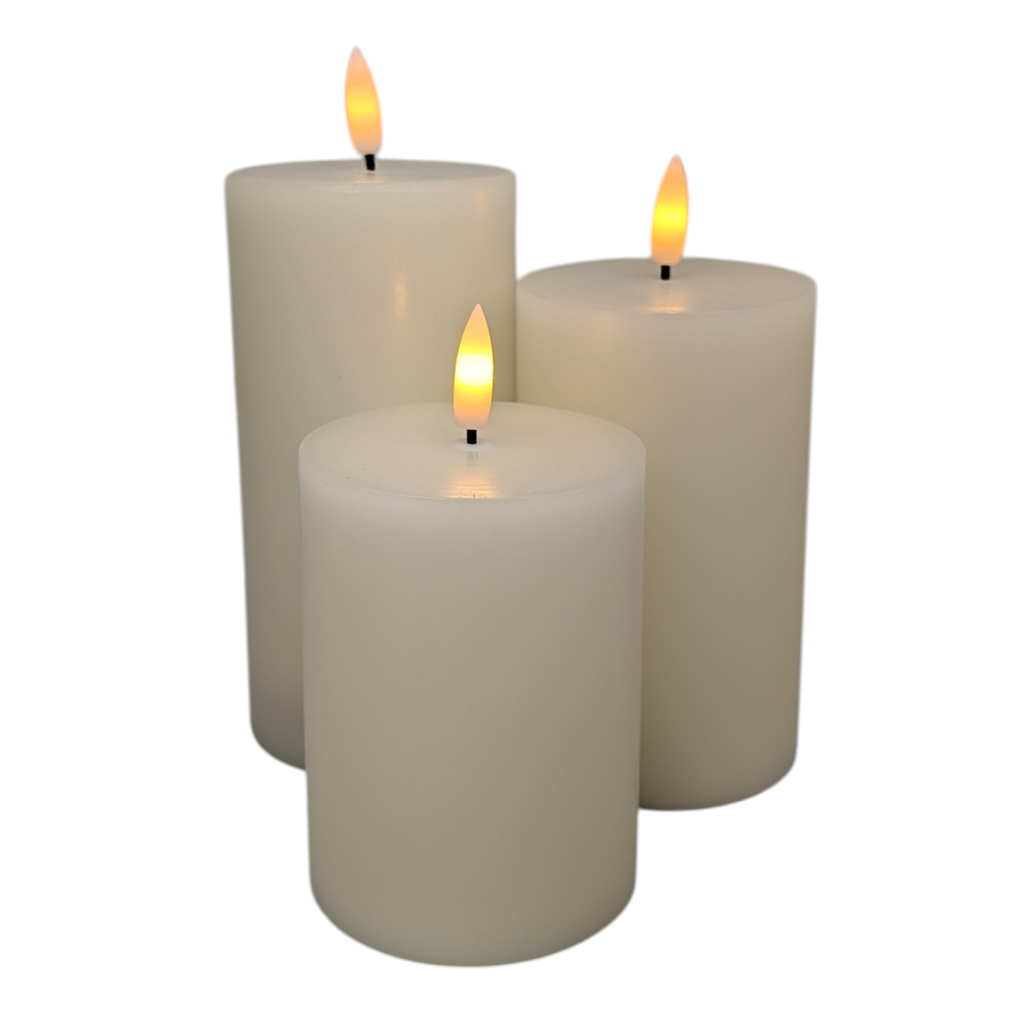 FlameWick Ivory Wax Pillar Candle Set