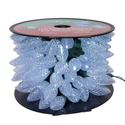 100-Light Cool White LED Faceted C9 Green Wire String Lights