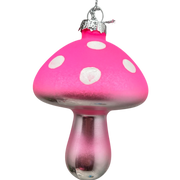 Pink Glow-In-The-Dark Glass Mushroom Ornament