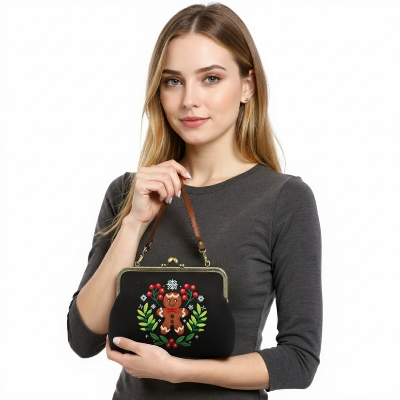 Gingerbread Man Kisslock Bag