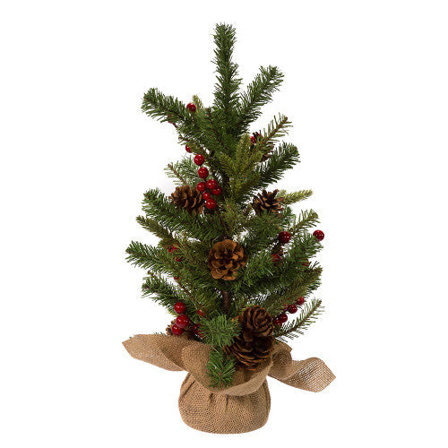 24-Inch Red Berries and Pinecones Artificial Christmas Tree