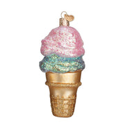 Double Dip Ice Cream  Glass Ornament