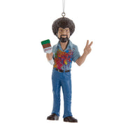 Bob Ross With Paint Splatter Shirt Ornament