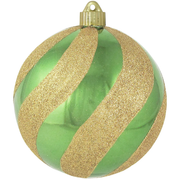 6" (150mm) Commercial Shatterproof Ball Ornament - Limeade with Gold Swirls