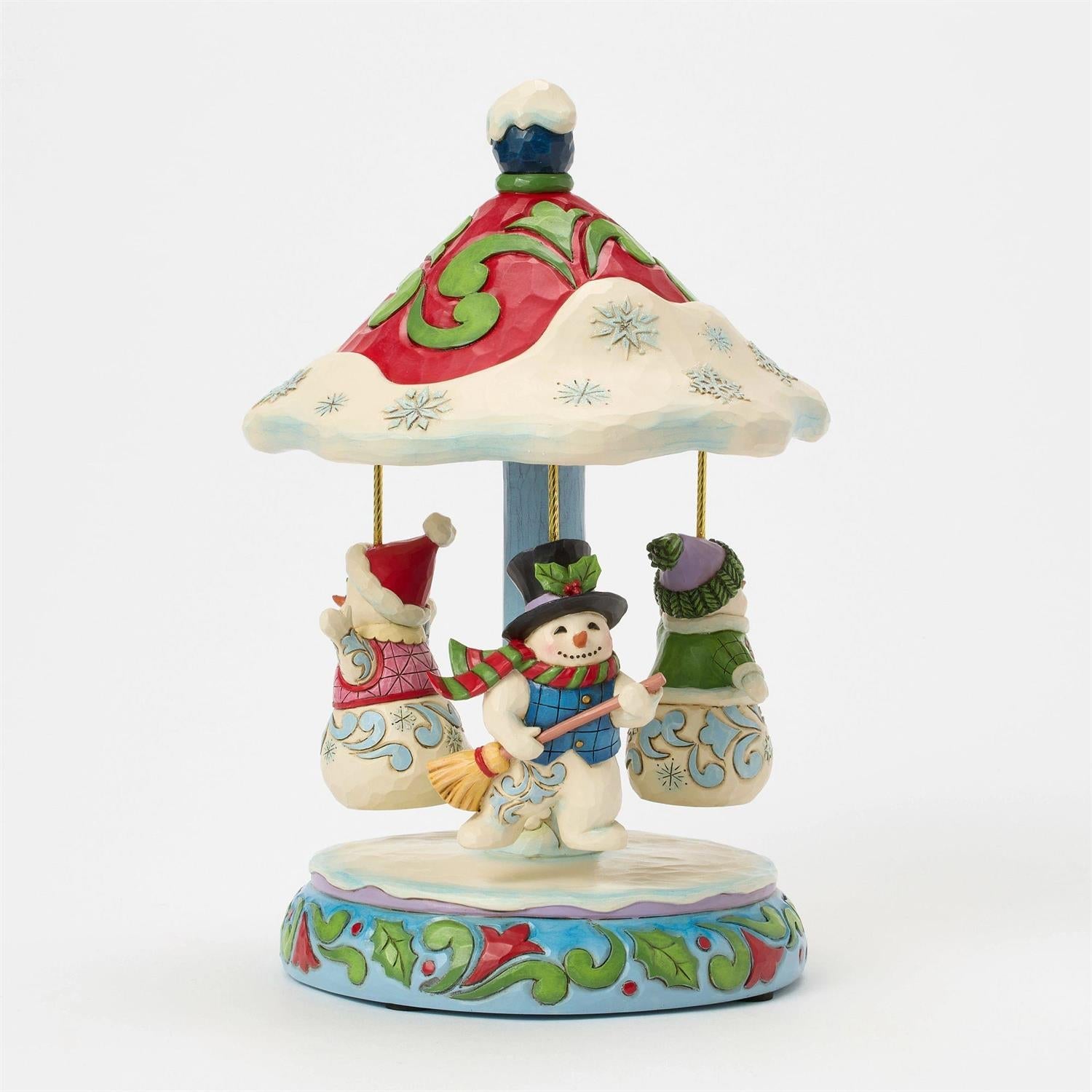 Rotating Snowman Carousel Figurine
