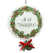 Just Married  With Wedding Bells Ornament