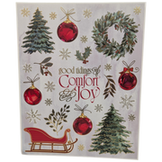 Good Tidings of Comfort and Joy Foil-Accented Window Cling Sheet – Traditional Holiday Classic