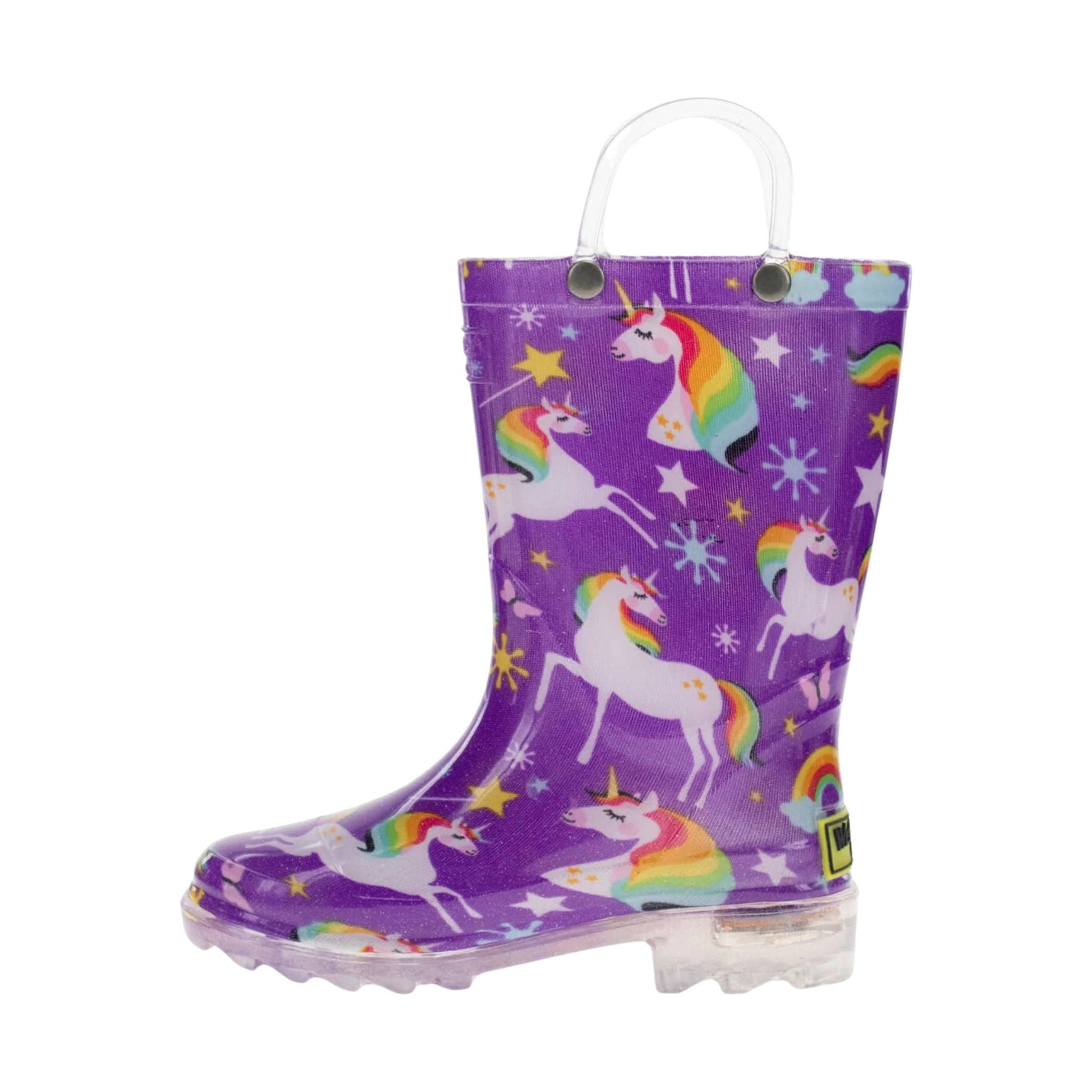 Western Chief Kids' Rainbow Unicorn Lighted Rain Boot - Purple by Lenny's Shoe & Apparel
