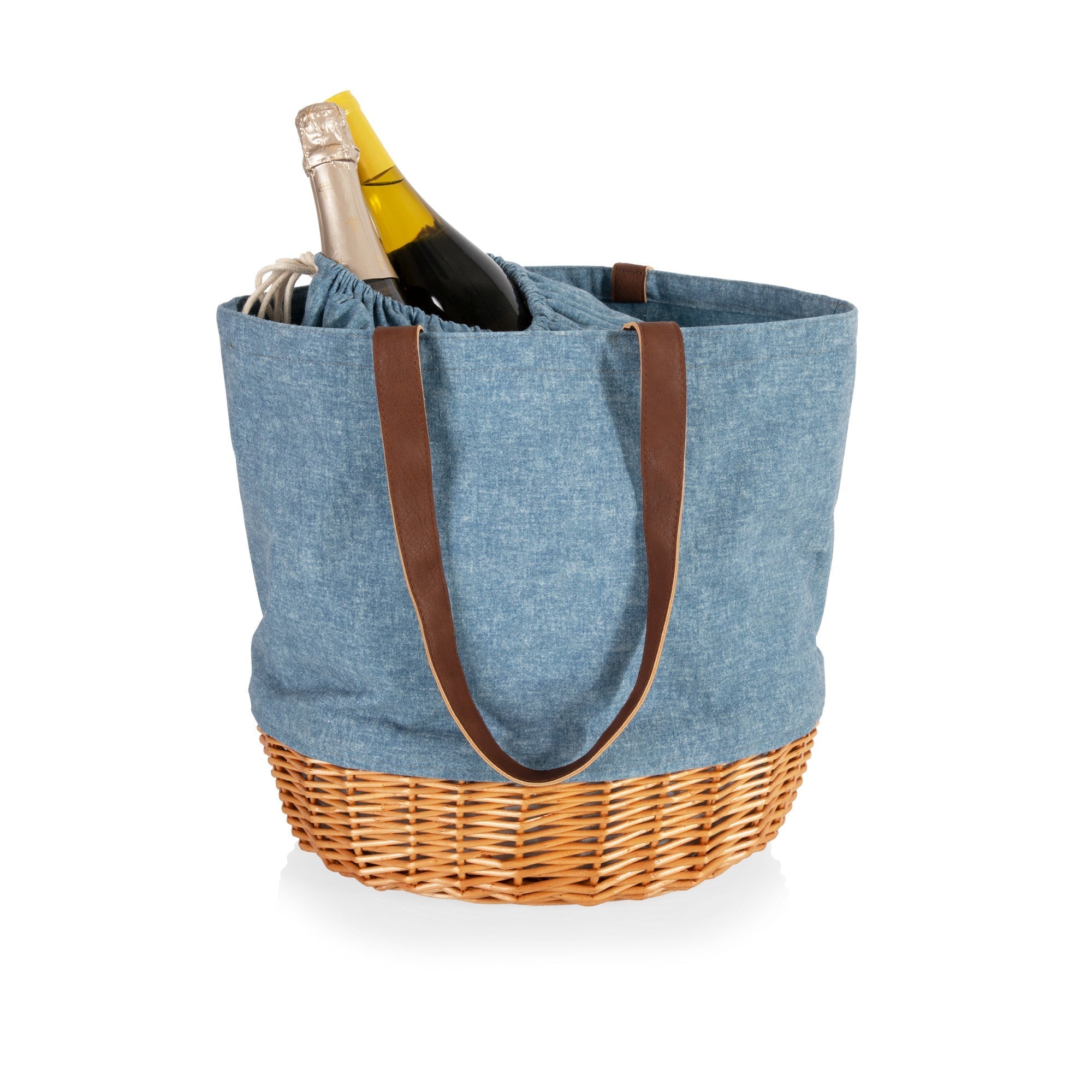 Coronado Canvas and Willow Basket Tote Denim by Homeportonline